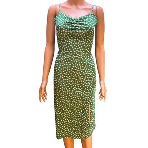 Green and White Floral Dress Sleeveless Midi Medium Size 6 Shein